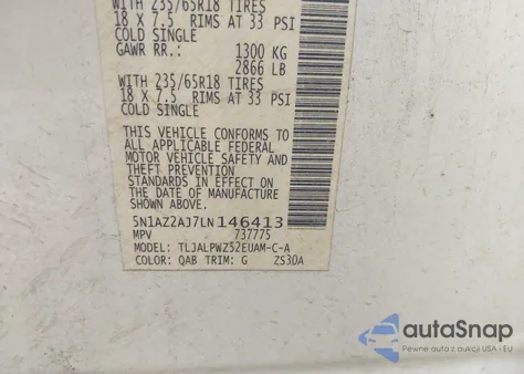 2020 Nissan Murano S Fwd from USA, damaged, VIN 5N1AZ2AJ7LN146413